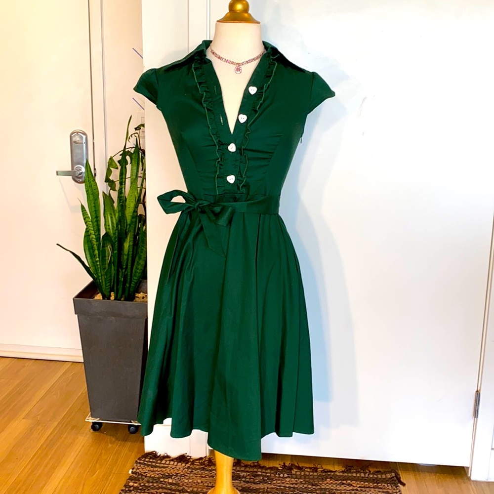 Retro vintage style green dress